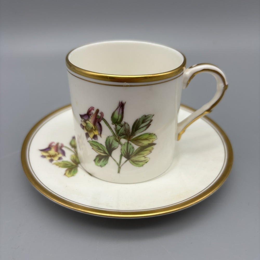 Royal‎ Worcester Columbine Bone China Demitasse Cup Set England Hand Painted